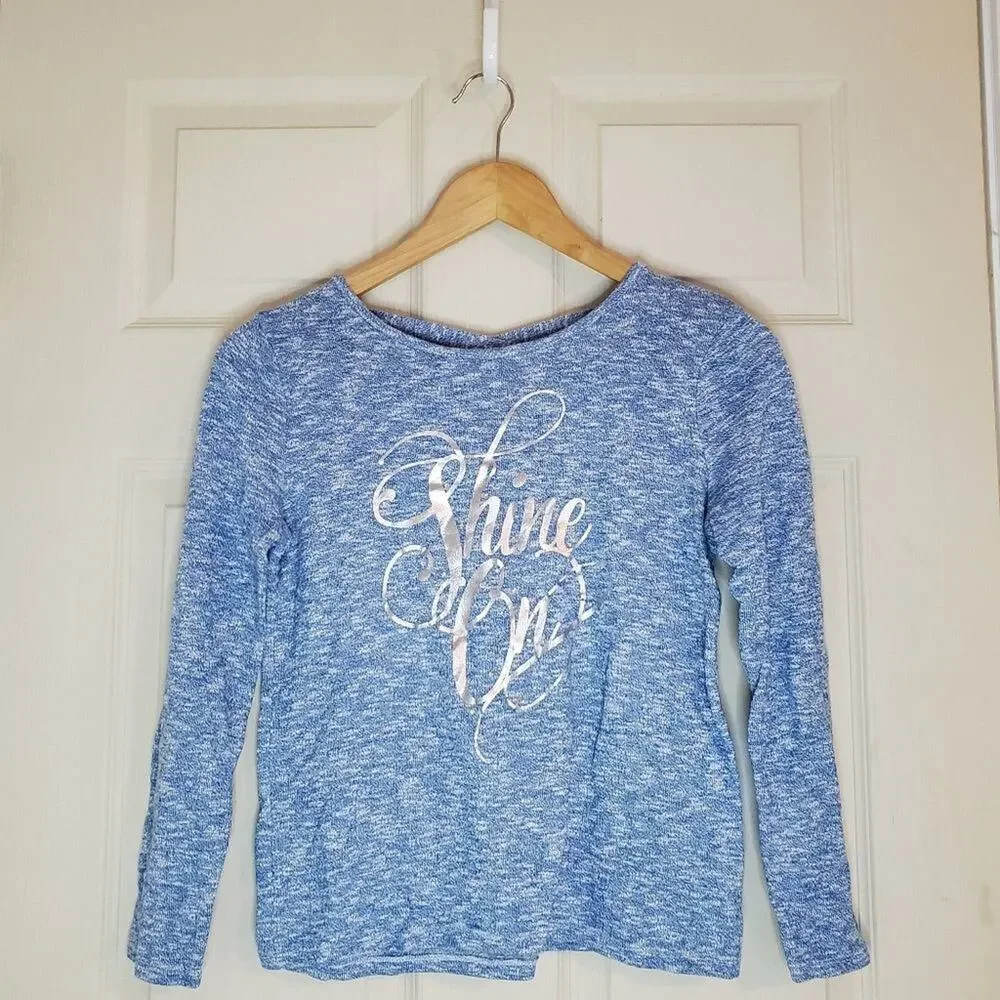 The childrens place large 10-12 girls long sleeve blue thin sweater